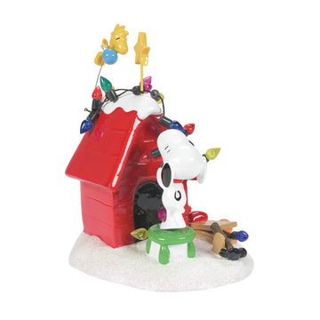 Department 56 Peanuts Decoration, Snoopy’S Dog House, Woodstock, Christmas Lights, 8', Red