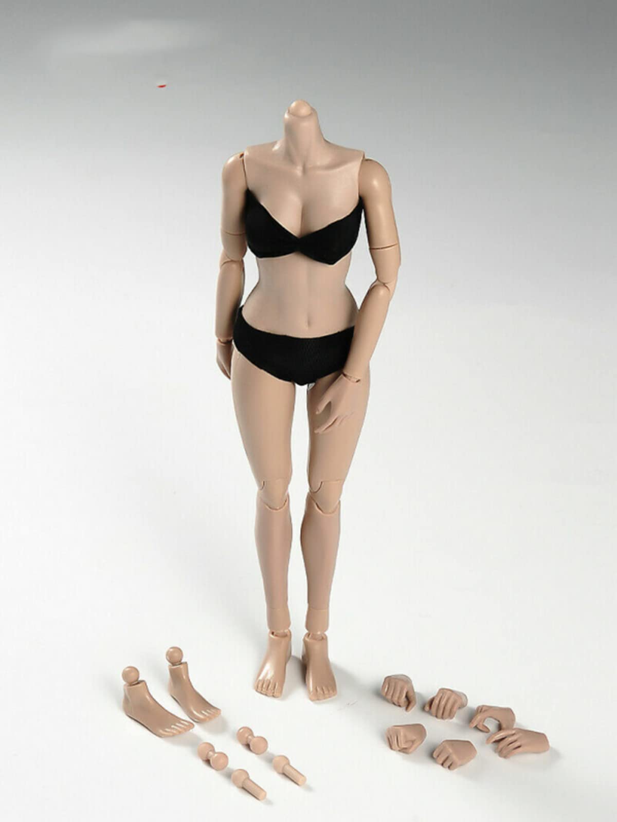 Roofworld 1/6 Scale Miniature Figure Body, 12Inch Pale Skin Super Flexible Joint Body Half-Pack Silicone Huge Bust Action Figure