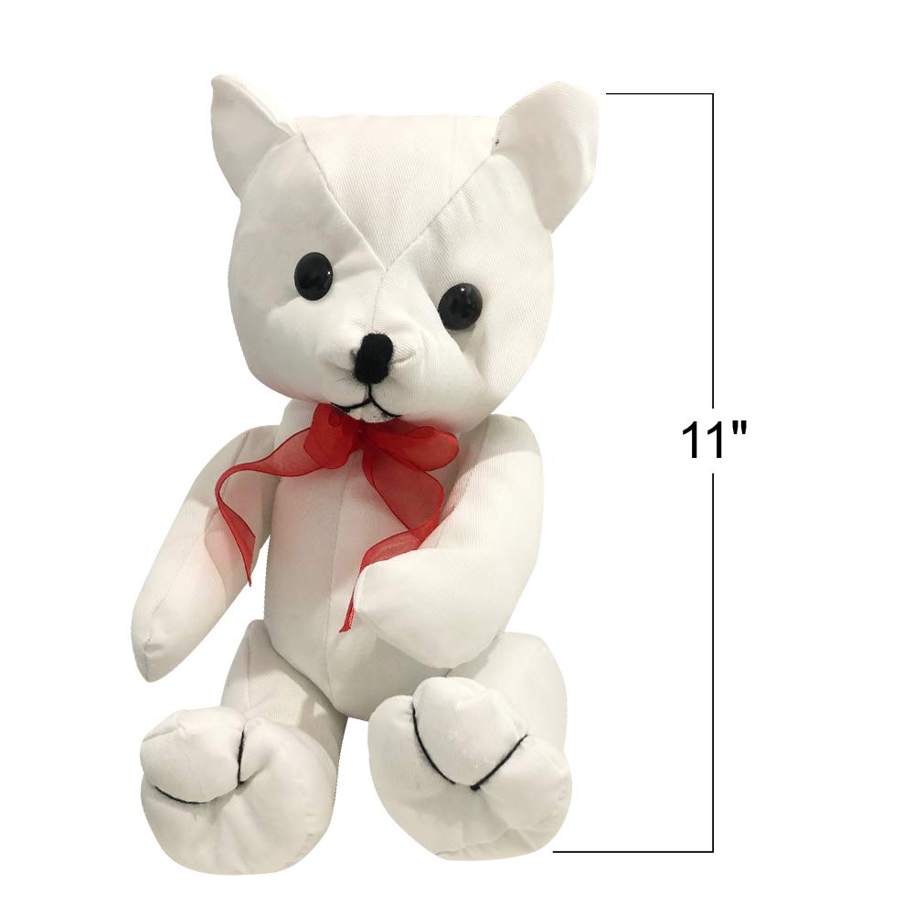 Artcreativity Plush Autograph Teddy Bear, 1 Piece, Graduation Autograph Stuffed Animal, 11 Inch Stuffed Toy With White Smooth Fa