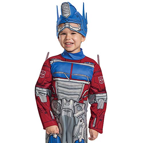 Disguise Optimus Prime Costume, Toddlers Muscle Transformer Costumes For Boys, Padded Character Jumpsuit, Toddler Size Small (2T), Blue & Red (104899S)