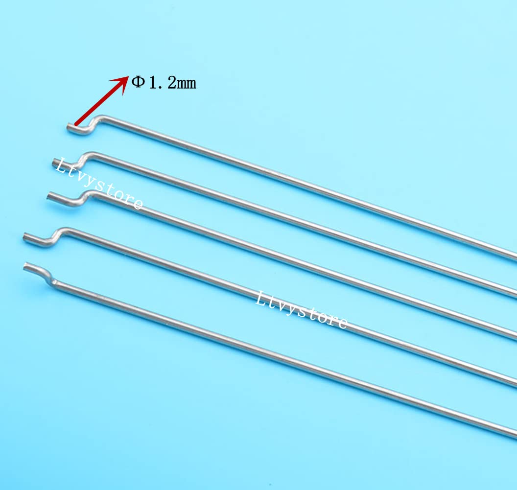 Ltvystore 20Pcs 304 Stainless Steel 1.2 x 450mm Z Push Rods Parts &20Pcs Nylon Control Horns 21x10 mm Compatible for RC Airplane