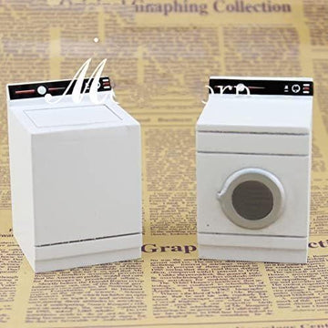 Meirucorp Dollhouse Fine 1:12 Scale Miniature White Washing Machine and Dryer