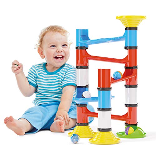 Quercetti Migoga Junior Marble Run - 31-Piece Beginner Set With Large Pieces And Rattle Balls, For Toddlers And Little Kids Ages