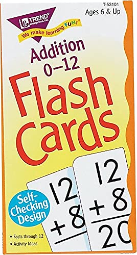 Trend Enterprises: Math Skill Drill Flash Cards, Addition 0-12, Self-Checking Cards To Practice And Master, Great For Skill Building And Test Prep, 91 Cards Included, Ages 6 And Up