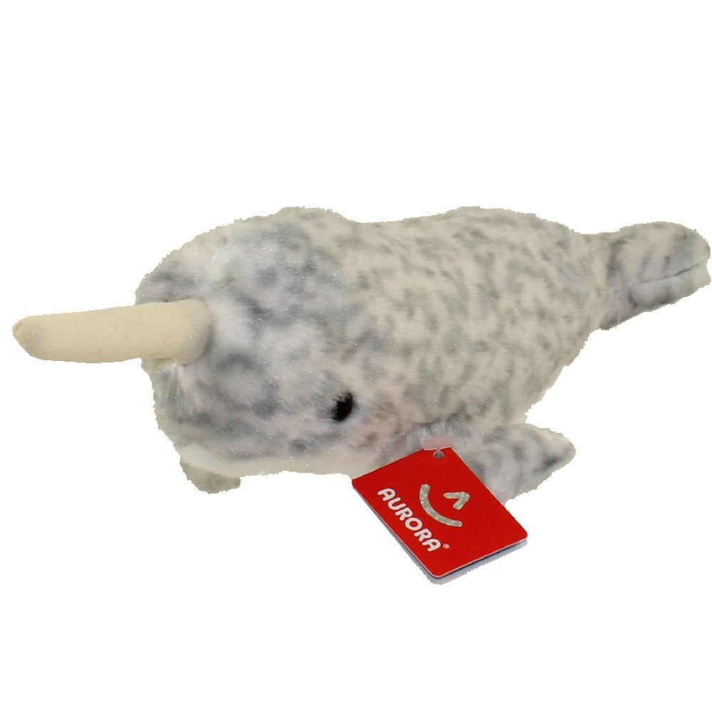 Aurora Adorable Mini Flopsie Narwhal Stuffed Animal - Playful Ease - Timeless Companions - Gray 8 Inches