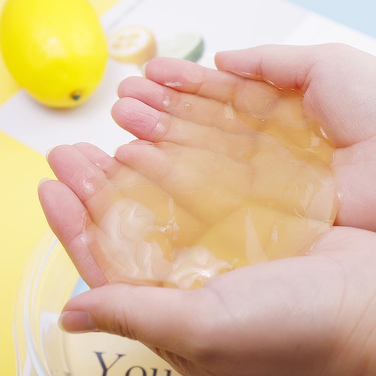 Flipnex Clear Strawberry Jelly Slime - Fluffy, Stretchy, Crunchy Bubble Slime - Soft Putty Stress Relief Toy - Party Favors - Su