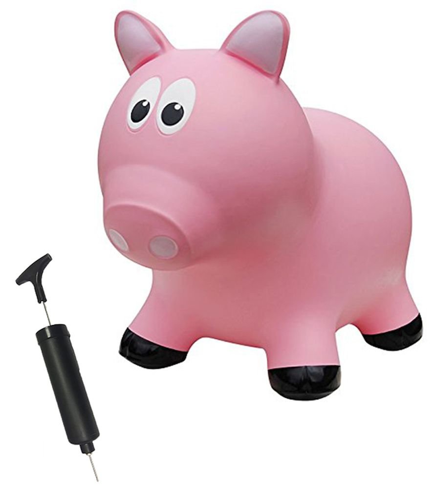 Farm Hoppers Bouncing Inflatable Animals - Award Winning Ride On Bouncy Pig Animal Jumper Toy For Children, Bpa, Latex Free Plastic, Easy Use Hand Pump