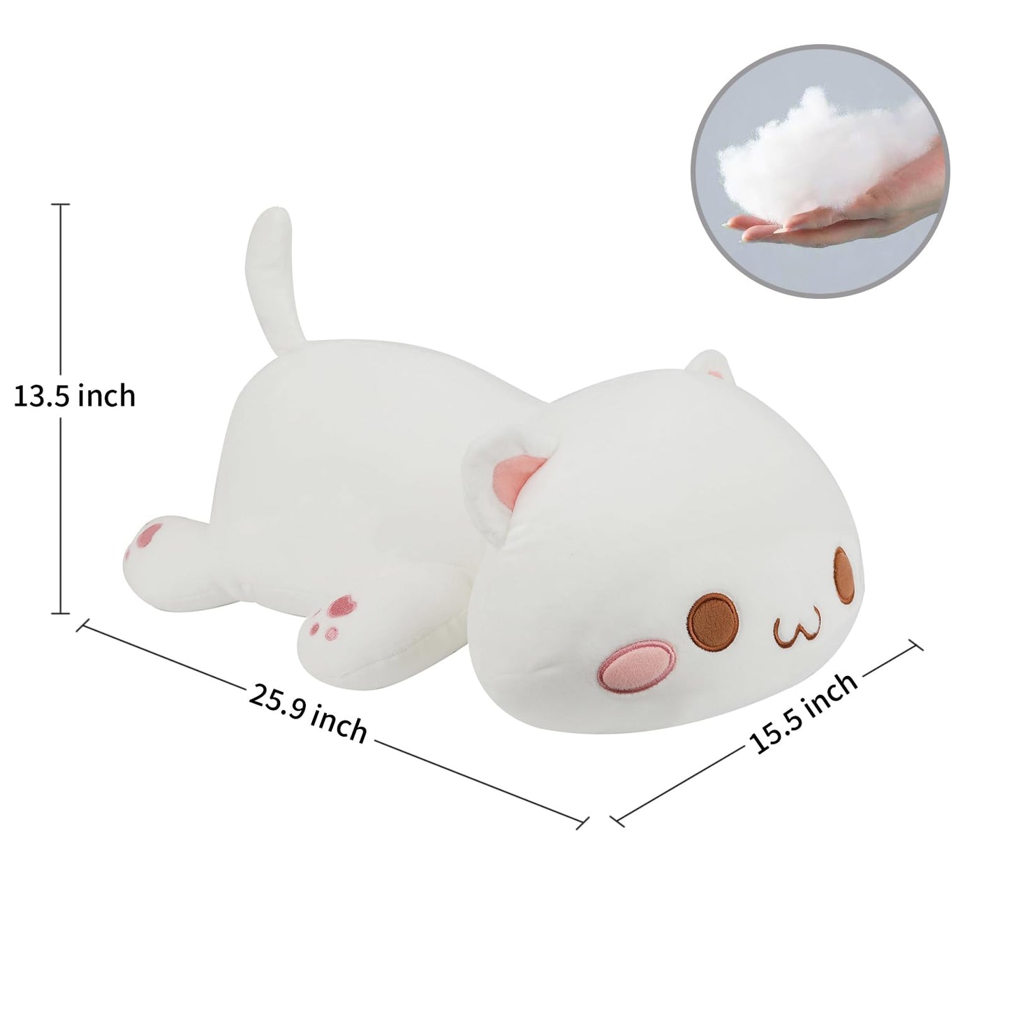 Afan Super Soft 25.9'' Cute Cat Kitten Doll Plush Toy Kawaii Anime Plush Cute Stuffed Animal Cat Toys For Kids Girls Boys Cat (W
