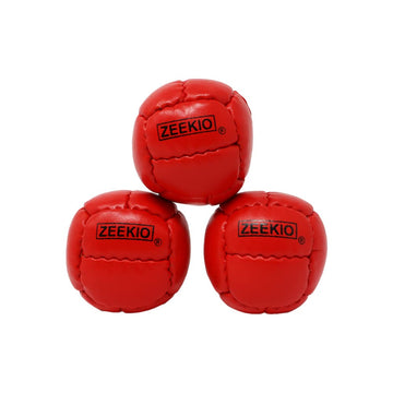 Zeekio Galaxy Juggling Balls - enhanced 12 Panel Genuine Leather Balls - 130g - 67mm - Pack of 3 (Red)