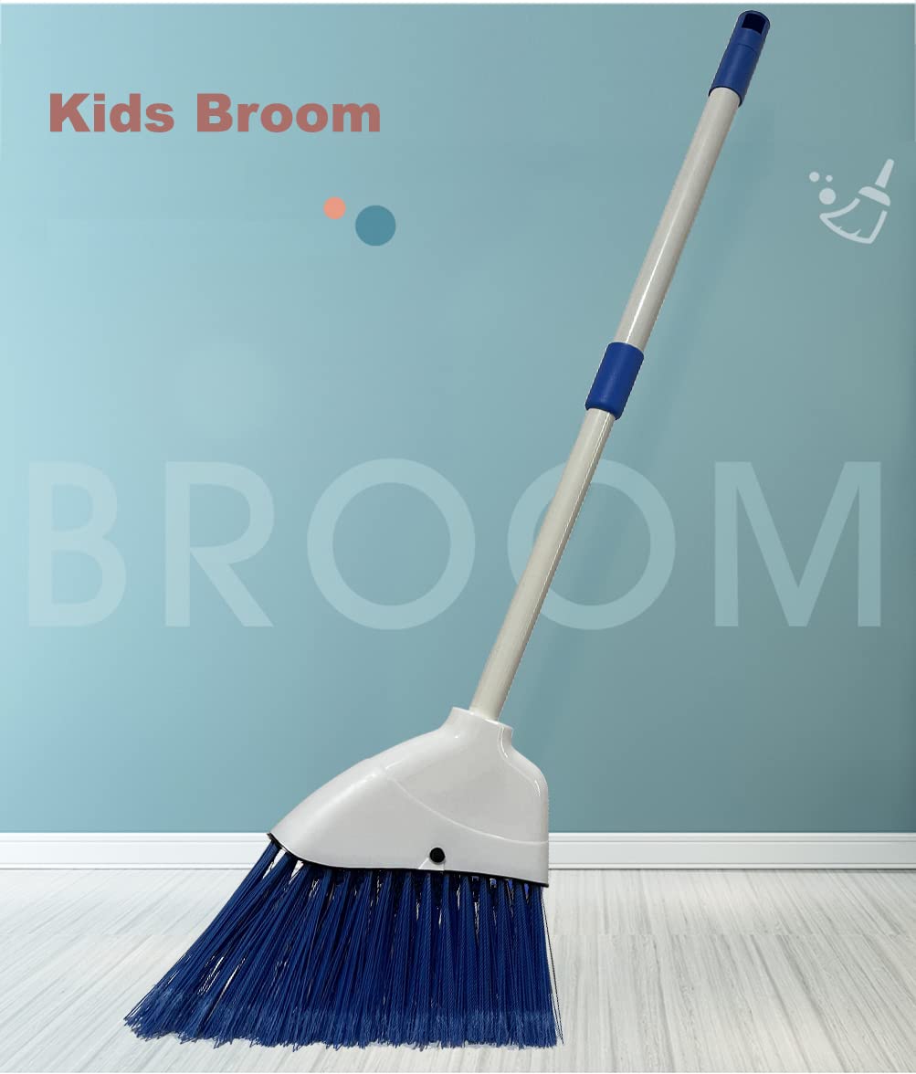 Xifando Kids Broom-Housekeeping Cleaning Tool For Kids Pretend Playing,Retractable Small Broom For Littler Helper(White+Blue)