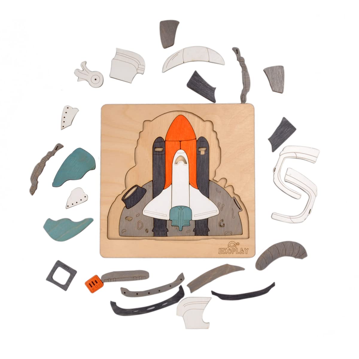 Astronaut And A Rocket | Man On The Moon Puzzle For Kids | Multilayered 39 Piece Wooden Jigsaw Puzzle | Learning Educational Toys Gifts For Boys Girls 3 Years And Above.