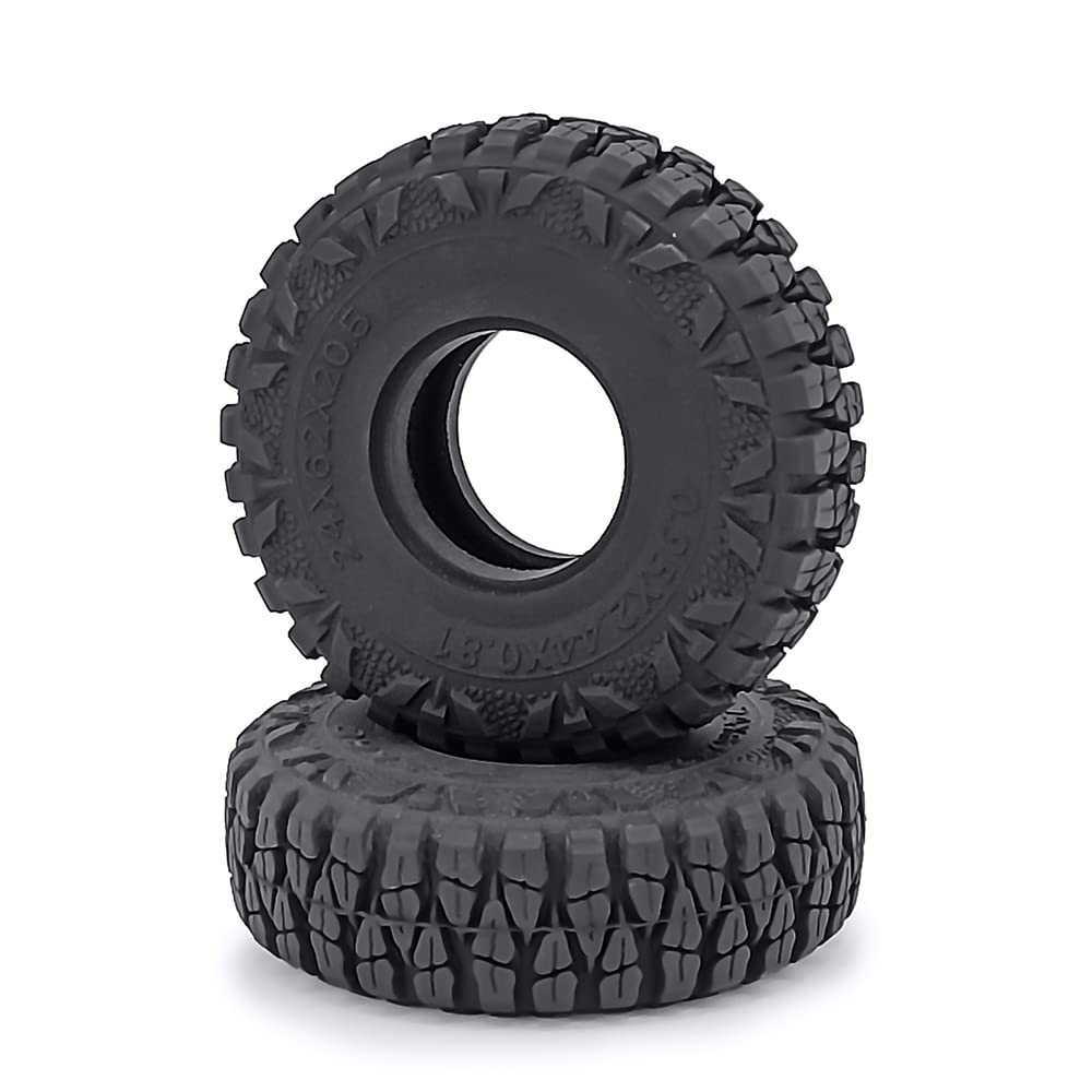 WEFEINO 4Pcs 1.0'' Crawler Tires Soft Rubber Tires 62mm for 1/24 Axial SCX24 Deadbolt Bronco RC Crawler Car (b)