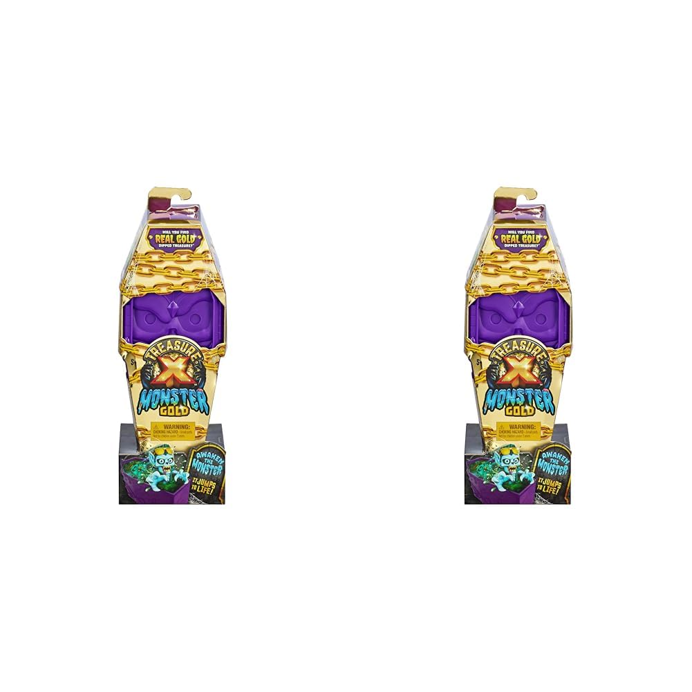 Treasure X Monster Gold- Monster Coffin - 13 Levels of Adventure - Will You find Real Gold Dipped Treasure? (Pack of 2)