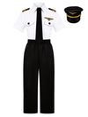 Scypruth Airline Pilot Costume For Kids Captain Pilot Uniform For Career Day Halloween Dress Up Birthday Gifts