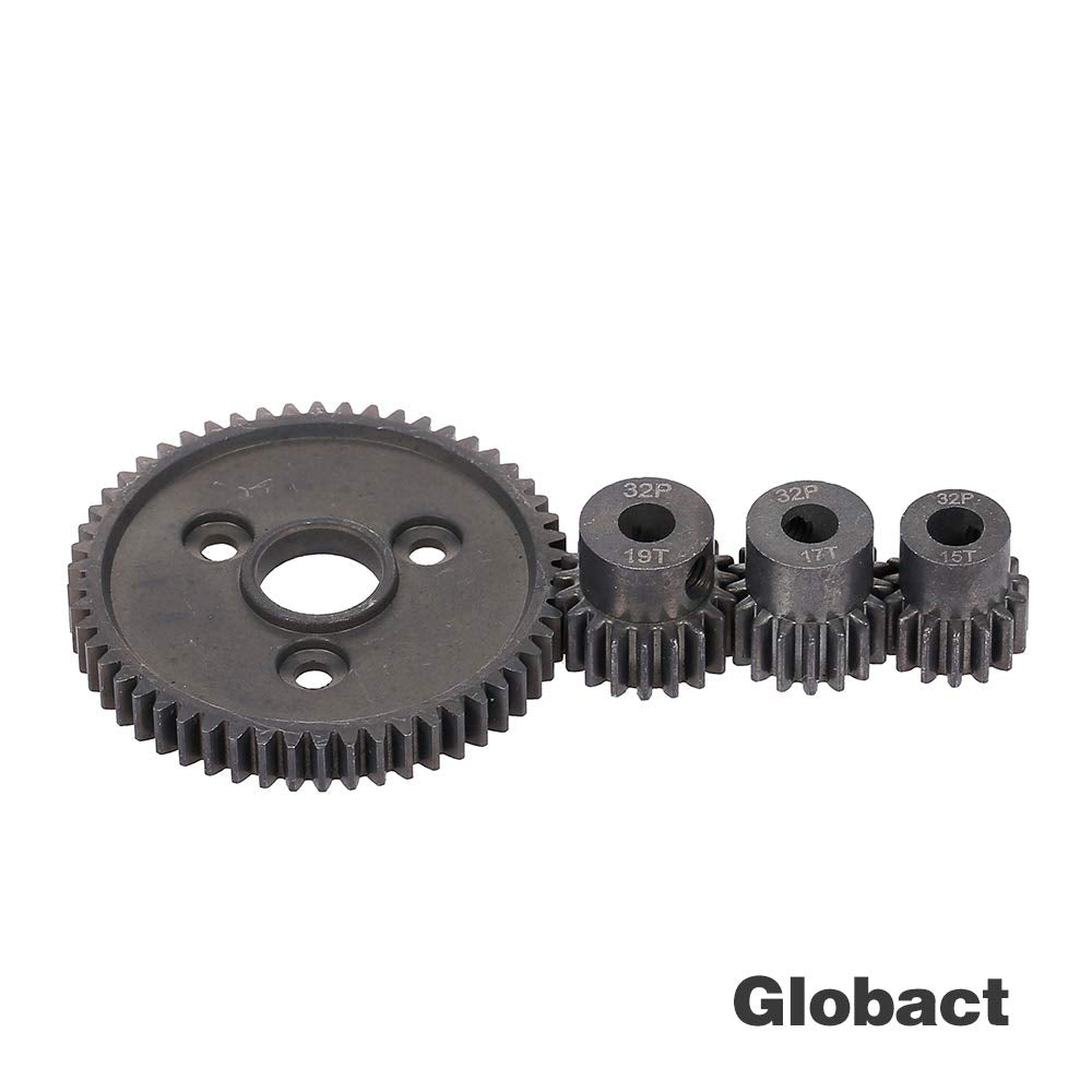 Globact 54T 0.8 32 Pitch Metal Steel 3956 Spur Gear with 15T/17T/19T Pinions Gear Set for Traxxas Slash 4x4 4WD/2WD VXL Rally VX