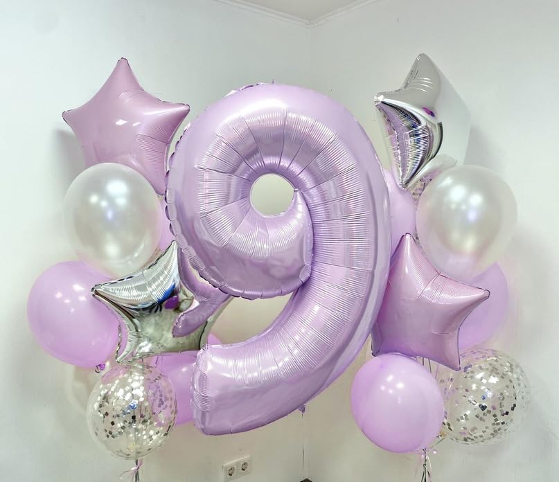 Dusty Purple 60Th Birthday Balloons For Women, 40 Inch Light Purple Foil 60 Number Balloons Self Inflating, Pastel Lilac Birthda