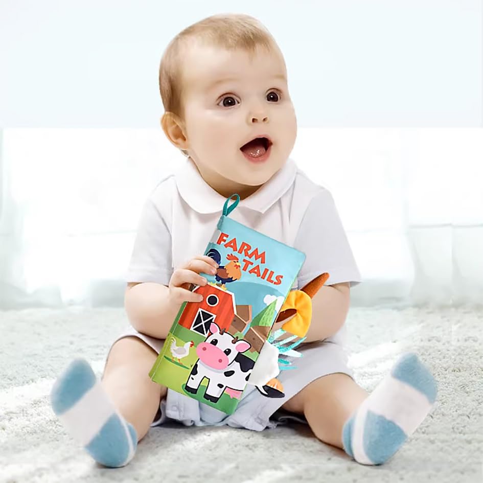 Js-Drhome Soft Crinkleinfant Unbreakabletoddler Baby Books For 0-6 Months, Vivid Farm Tail,Teething Toys,Tummy Time Toys,Early T