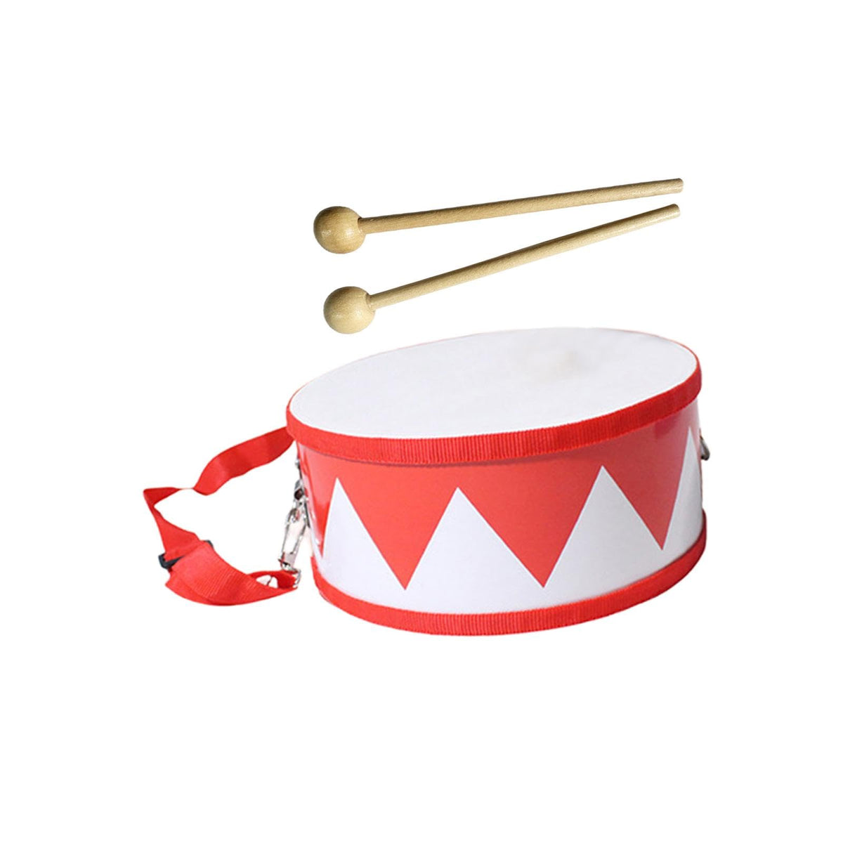 Ujeavette Double Side Hand Drum With Drumstick Hand Eye Ability Durable Montessori Toy Red White