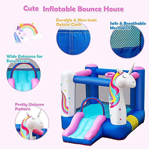 BOUNTECH Inflatable Bounce House, Kids Bouncy House with Slide, Jumping Area, Including 480W Blower, Oxford Carry Bag, Indoor Ca