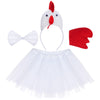 Jmkcoz Chicken 3D Animal Costume 3D White Chick Headband Bowtie Tail Tutu Set For Halloween Dress Up Christmas Cosplay Party