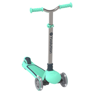 Yvolution Y Glider Air Scooter for Kids, 3-Wheel, Adjustable Height, LED Lights, Green, Model YS30G1