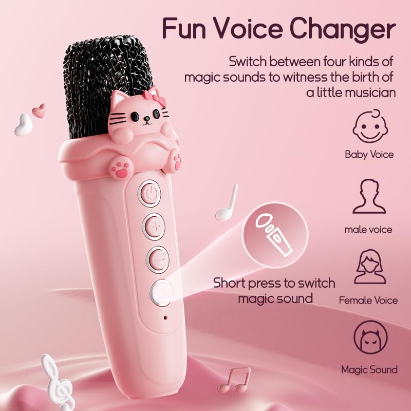 Karaoke Machine With 2 Wireless Microphones For Kids Adults,Portable Bluetooth Speaker Girls Toddlers Toy Gift For Aged 3-12 Yea