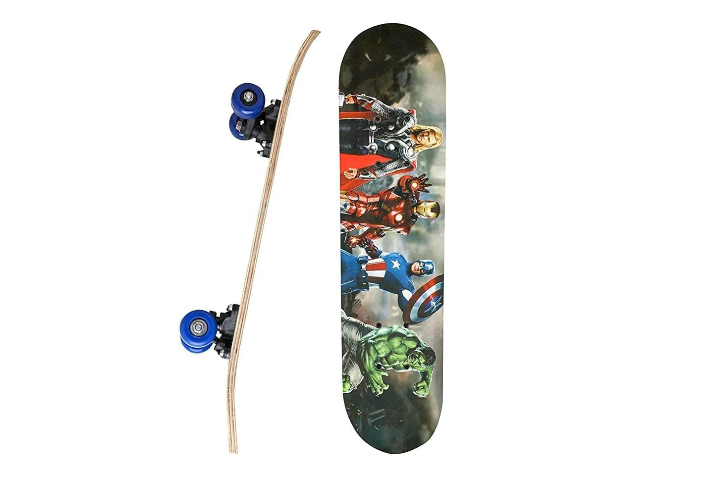 QXWRIFT Wooden Skateboard for Marvel Fans, Mini Cruiser Skate Board 24 x 6 Inch for Boys and Girls Age 3 to 12 Years, Beginner F