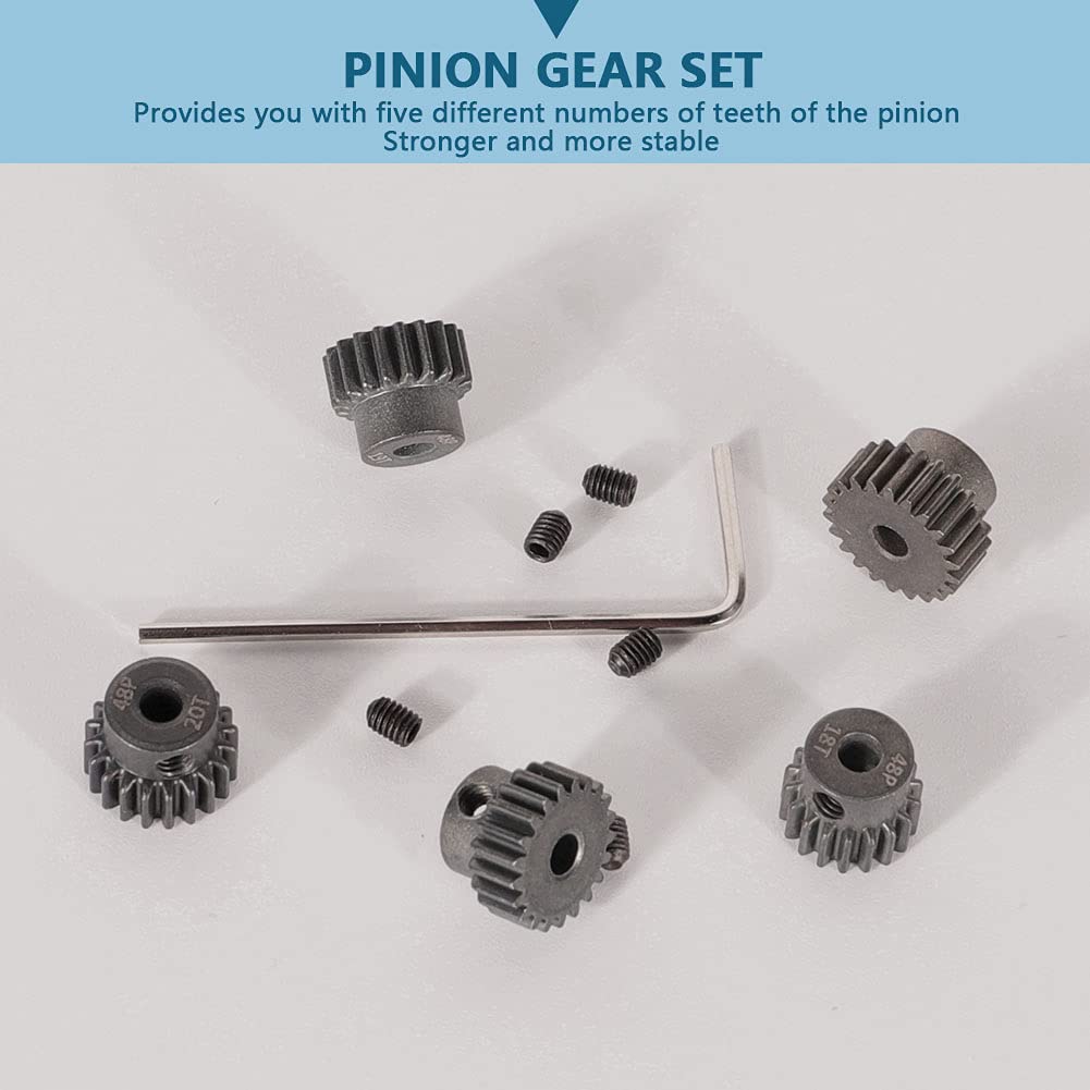 WEISHUJI 48P Pinion Gear Set, 3.175mm Shaft Hole 18T 19T 20T 21T 22T Pinion Gear with Screw Driver for Arrma HPI Kyosho Losi Axi