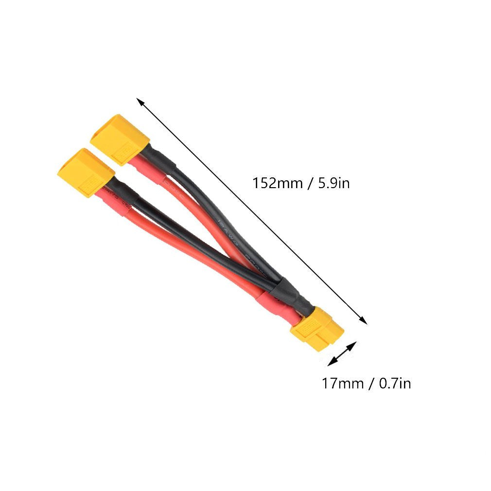FLY RC 2pcs XT60 Parallel Battery Connector Cable Extension Y Splitter for DJI Phantom RC Mode Helicopter Quadcopter
