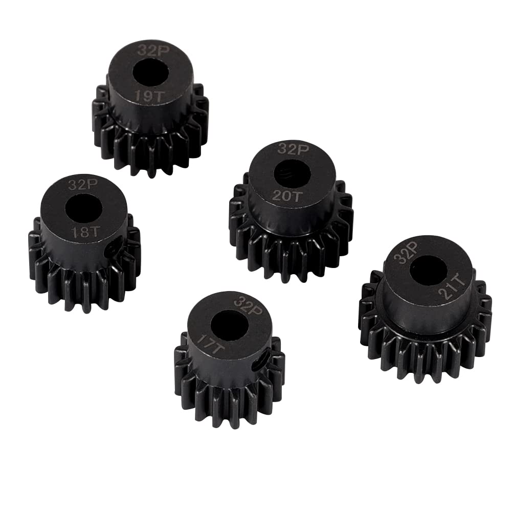 WEISHUJI Pinion Gear Set, Pinion Motor Gear, 32 Pitch Pinion Gear Set 5mm Shaft Hole 17T 18T 19T 20T 21T Pinion Gear with Screw