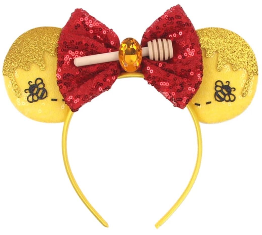 Clgift Princess Minnie Ears,Pick Your Color, Flower Minnie Ears, Floral Minnie Ears, Purple Sparkle Mouse Ears (Winnie)