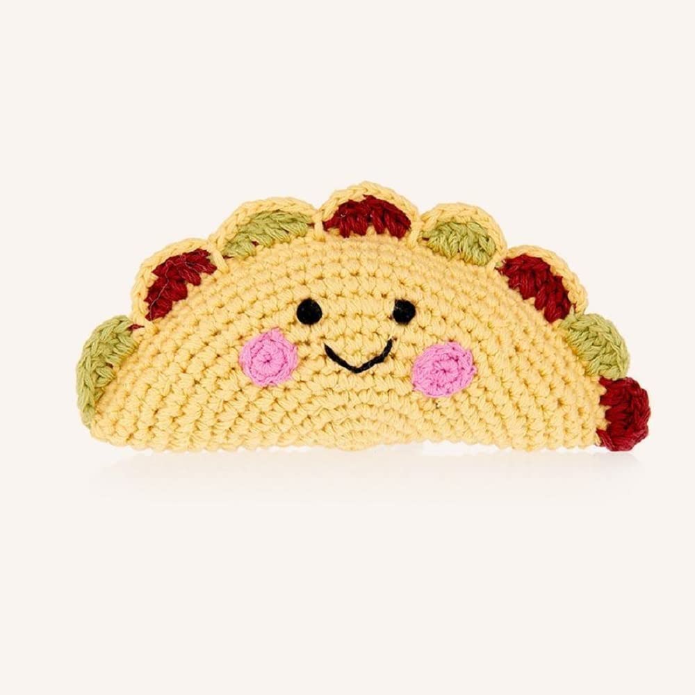 Pebble 200-038 Fair Trade Happy Little Taco Rattle, 5-Inch Length
