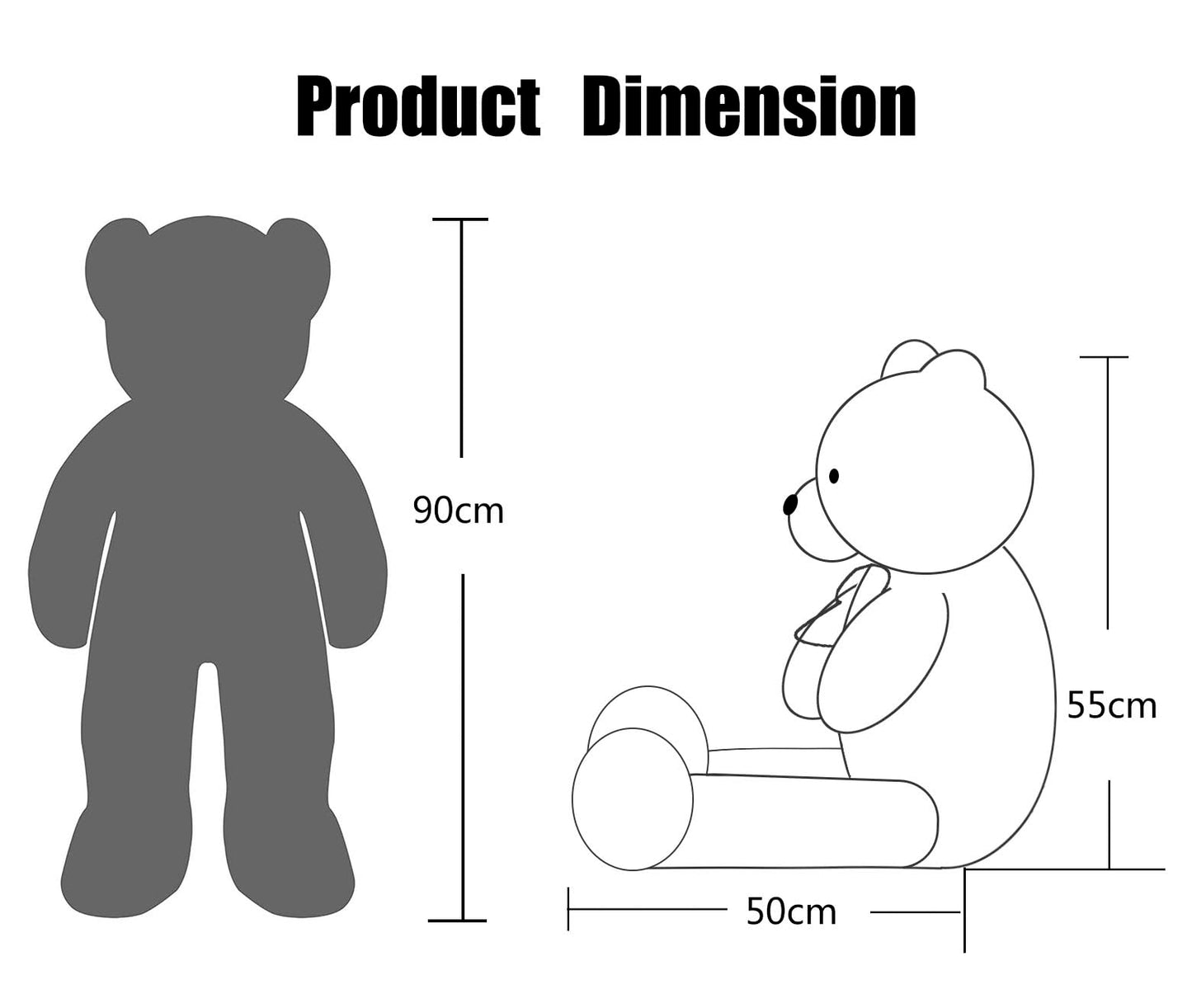 Yunnasi Big Teddy Bear Stuffed Animal 35 Inches Giant Stuffed Bear Gift For Girlfriend Children On Birthday, Light Brown