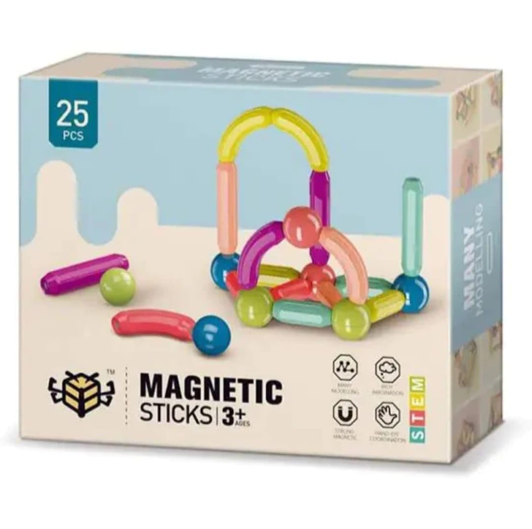 Magnetic Building Sticks Construction Set, 25 Pieces, Educational STEM Toy, Ages 3+