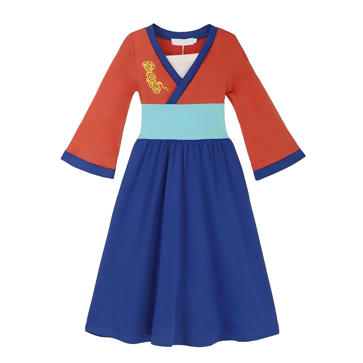Addacos Mulan Costume For Girls, Princess Dress Up For Kids Halloween Cosplay Outfit (Red, 110 (3-4T))