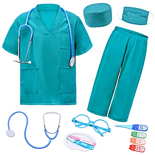 Zzihan Doctor Kit For Kids Doctor Scrubs Nurse Doctor Costume For Kids Veterinarian Surgeon Costume With Pretend Play Stethoscop