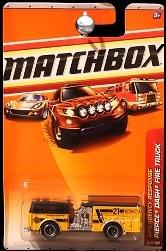 Matchbox 2009-2010 Yellow-Orange Pierce Dash Fire Truck 56/100, Emergency Response 6/8 - Metro City Fire Rescue 21