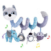 ORZIZRO Car Seat Toys Baby Plush Spiral Hanging Toys for Stroller Crib Bar Bassinet Car Seat Mobile with Musical Owl BB Squeaker Elephant- Gray Fox
