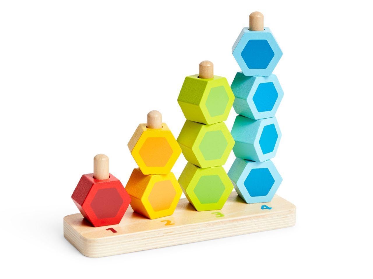 Hape Wooden Counting Stacker Block Set| Number Puzzles Counting Stacking Game For Toddlers 1Y+
