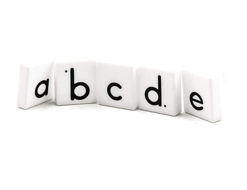 hand2mind Plastic Lowercase Alphabet Letter Tiles, Phonics Manipulatives, White, Model 60235