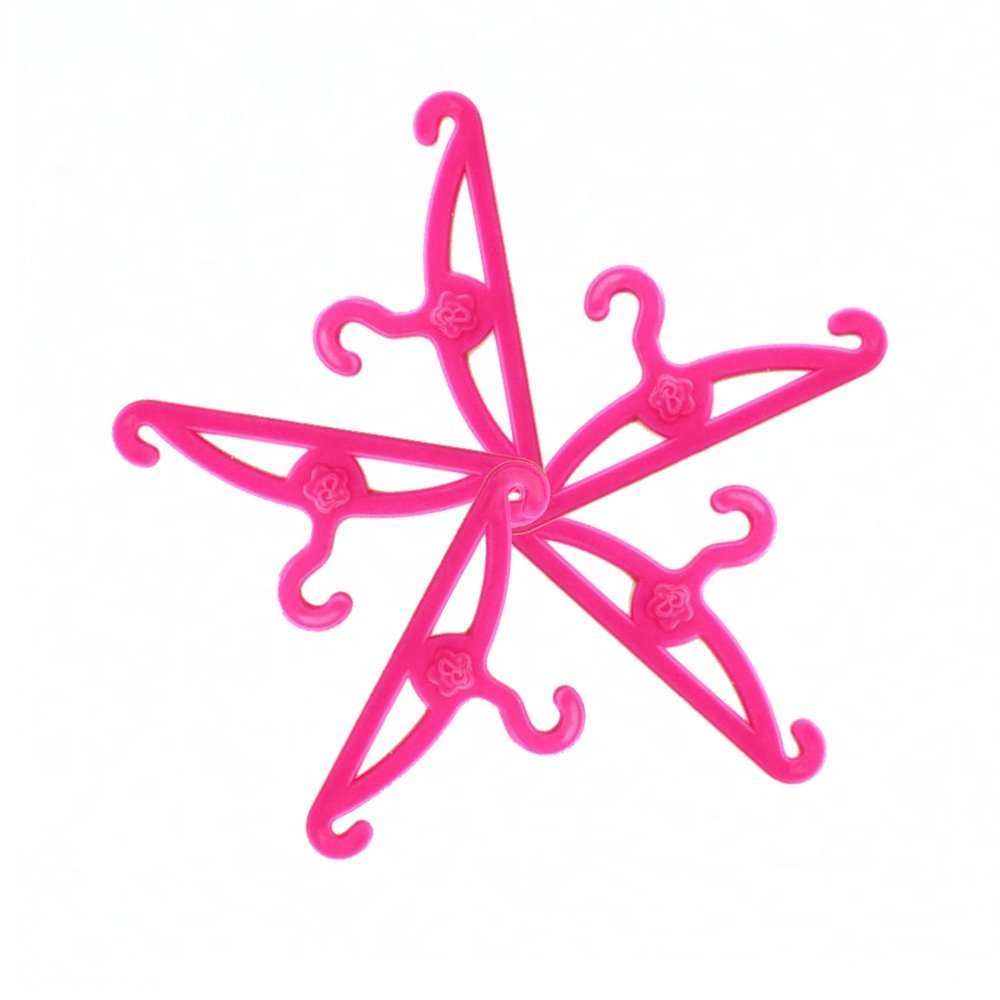 E-Ting 60 Pcs Pink Plastic Little Hangers For Girl Doll Dress Clothes Gown Doll Clothes Accessories