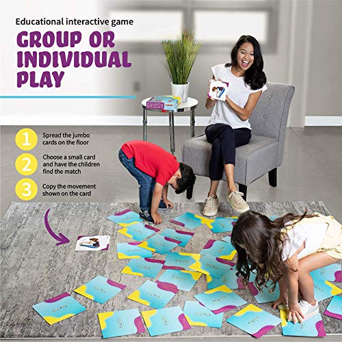 Action Kids Floor Game, Memory Matching Card Game, Toddler Movement Card Games, Interactive Game For Kids, Seek And Find Action Verb Cards Educational Toys