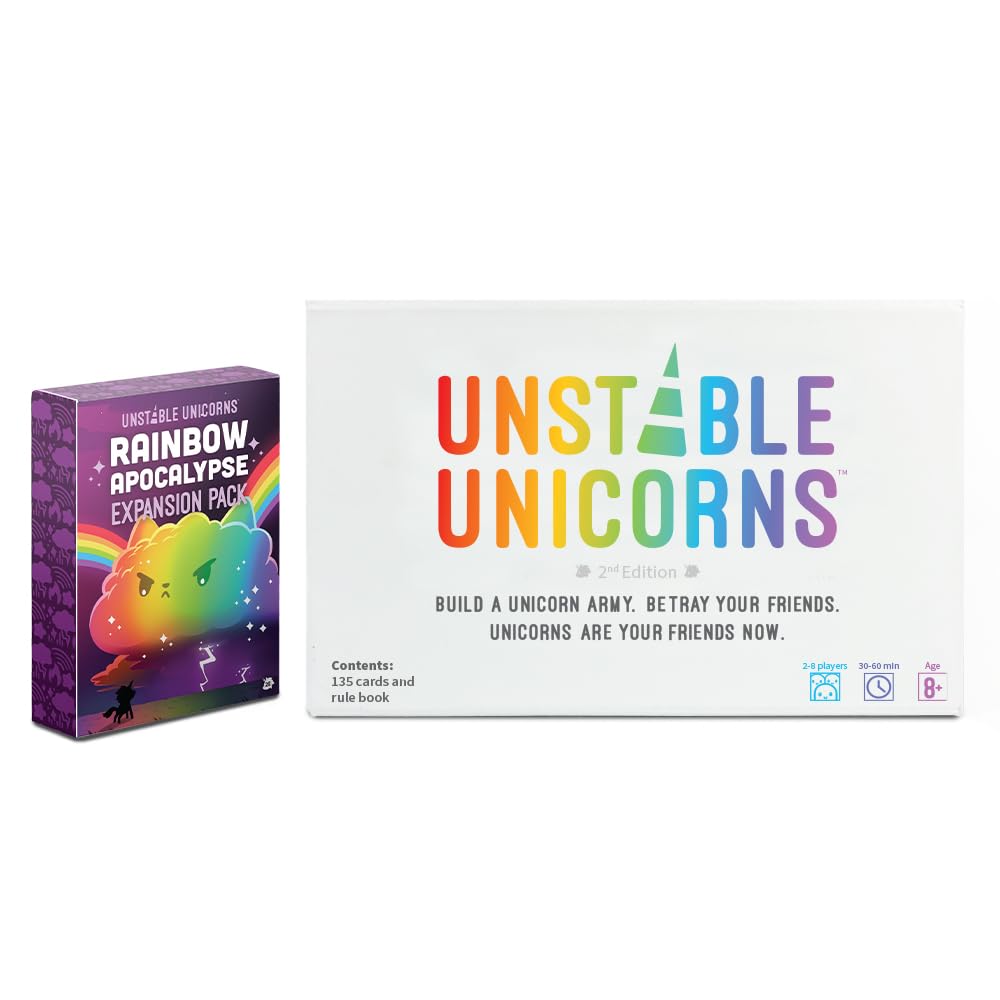 Unstable Games - Unstable Unicorns Rainbow Apocalypse Expansion Pack - Designed To Be Added To Your Unstable Unicorns Card Game