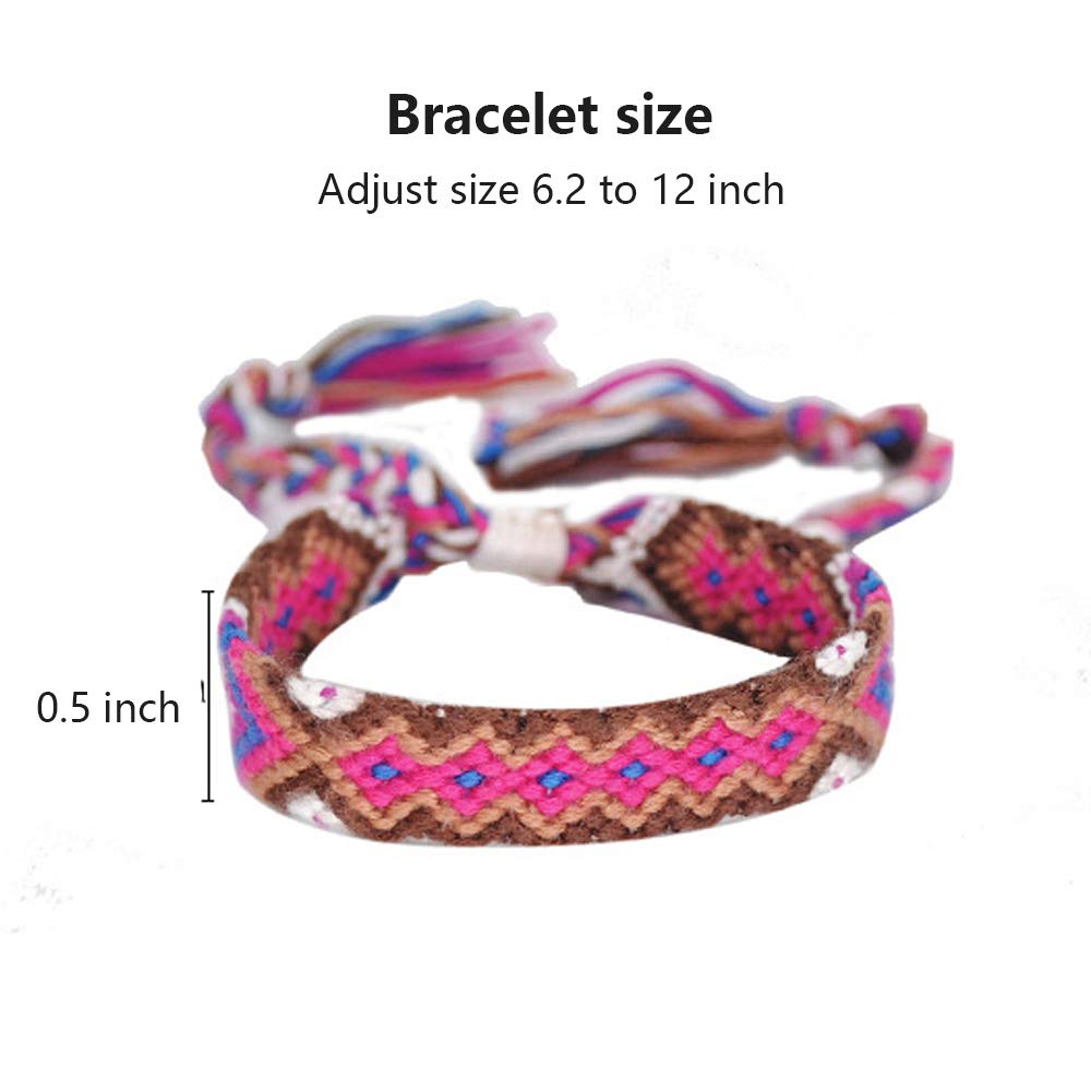 Tangser Nepal Woven Friendship Bracelets with a Sliding Knot Closure for Women, Kids, Girls, VSCO Girl and Men - Adjustable - Mi