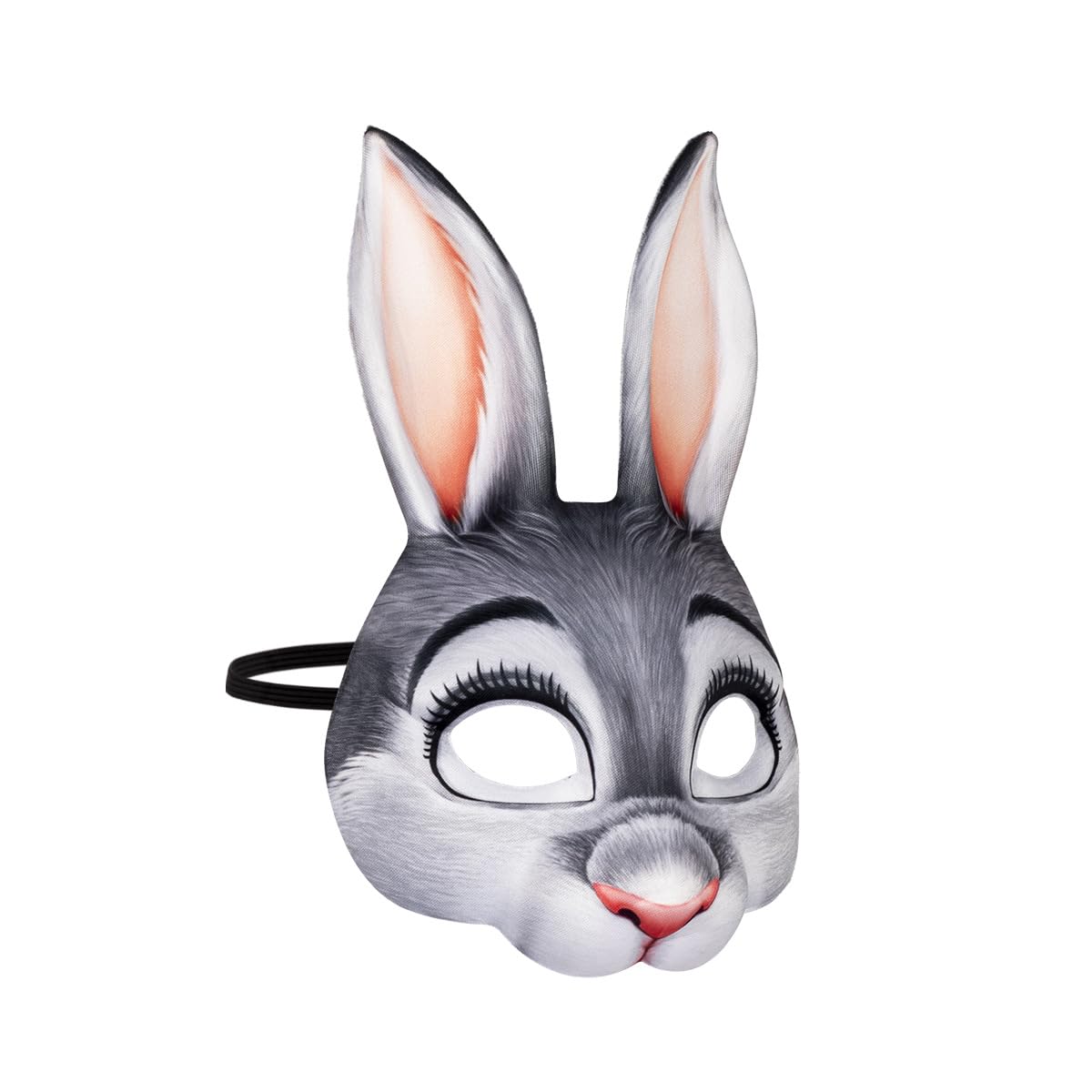 Hosfairy 1Pcs Halloween Animal Mask Half Face Rabbit Ear Mask for Halloween Easter Costume Party Cosplay Props (Grey)