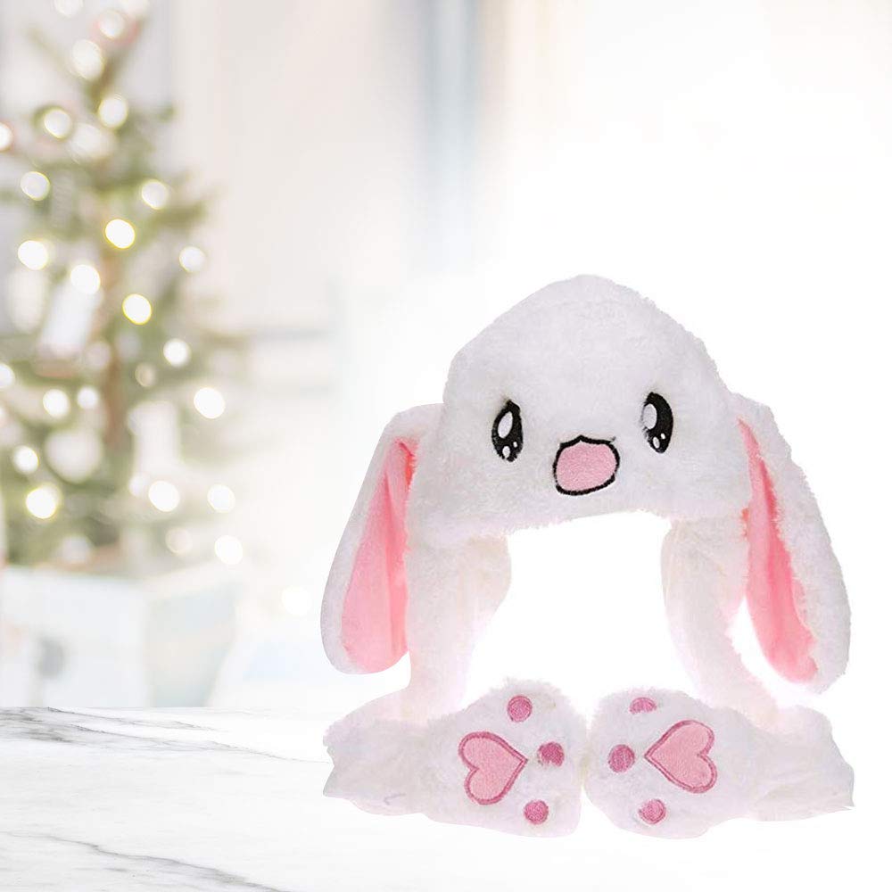 Eutuxia Rabbit Hat with Moving Ears, Funny Soft Plush Moveable Bunny Cap