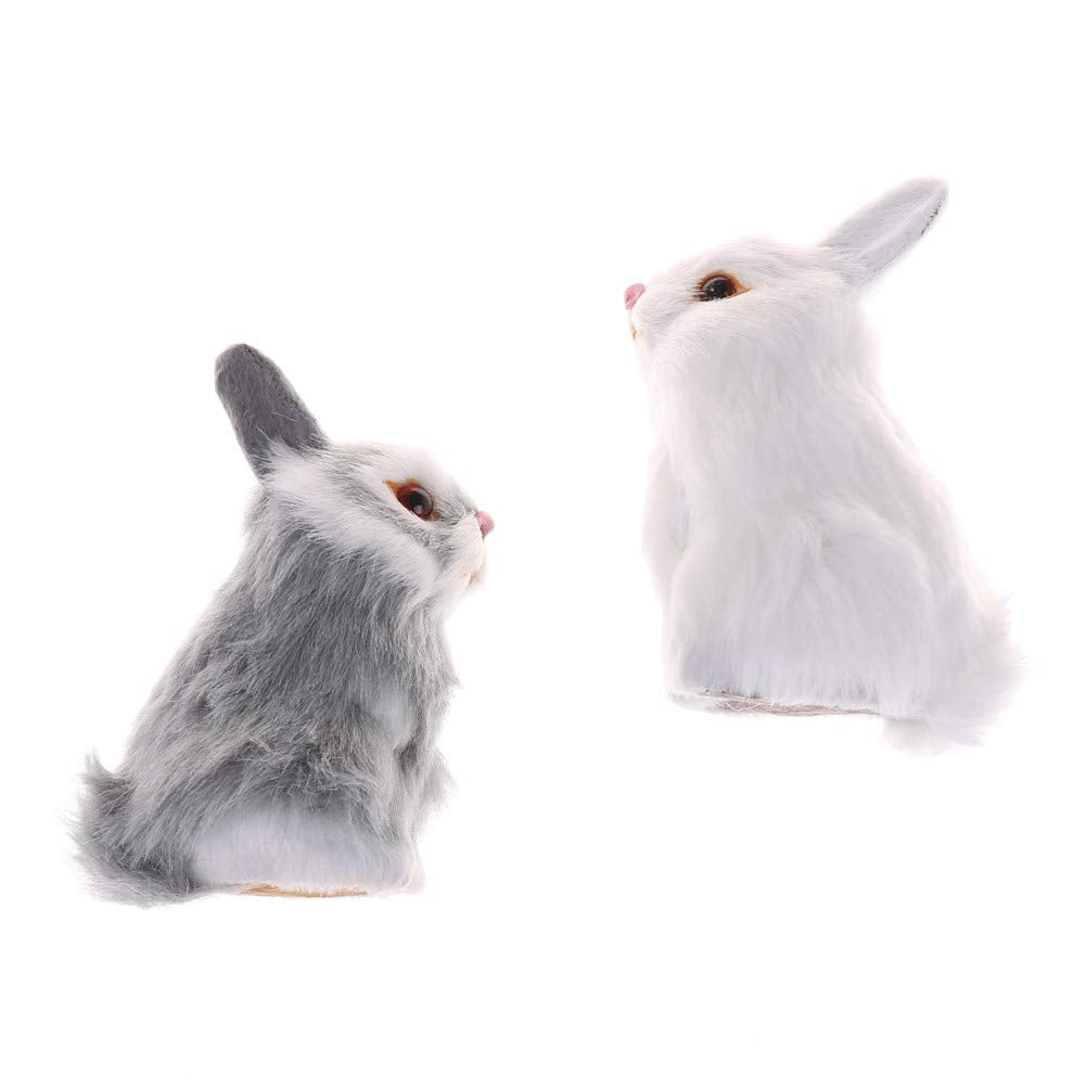 Gudves Mini Realistic Cute Plush Rabbits Fur Lifelike Animal Easter Bunny Simulation Toy Model Gift Miniatures Decorations (Rabb