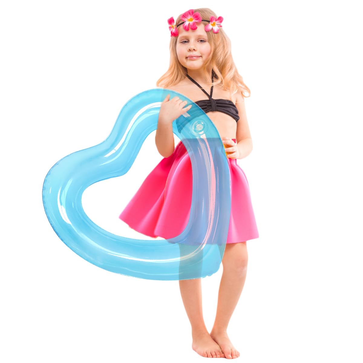 Kid Heart Pool Float For Kids,Kid Pool Floats, Water Fun Beach Party Toys For Kids,Birthday Scene Layout Props. (18 In, Transpar