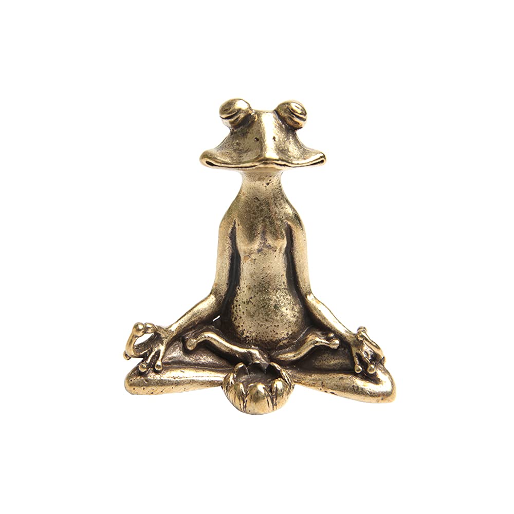 Acxico 1Pcs Solid Brass Frog Figurine Small Frog Statue House Ornament Animal Figurines