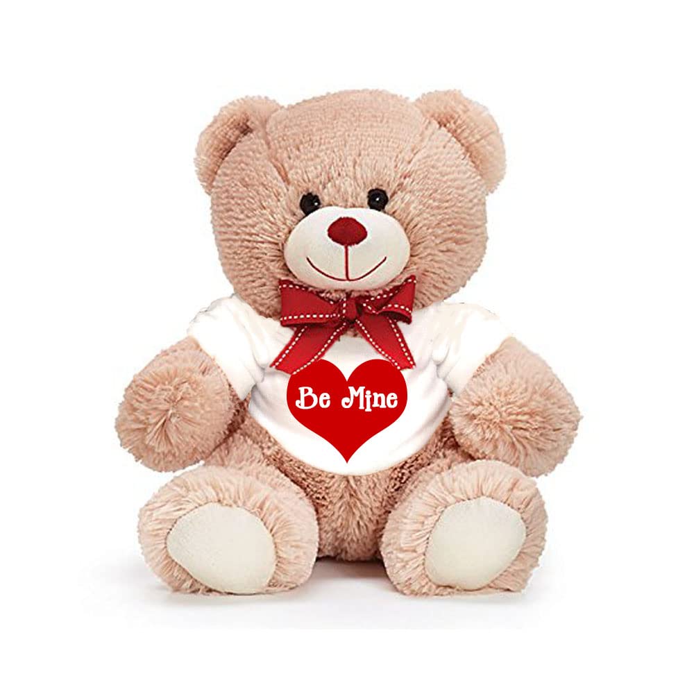 burton+BURTON Personalized Valentine's Day Teddy Bear with Heart Shirt - Plush Stuffed Animal Toy with Custom Name